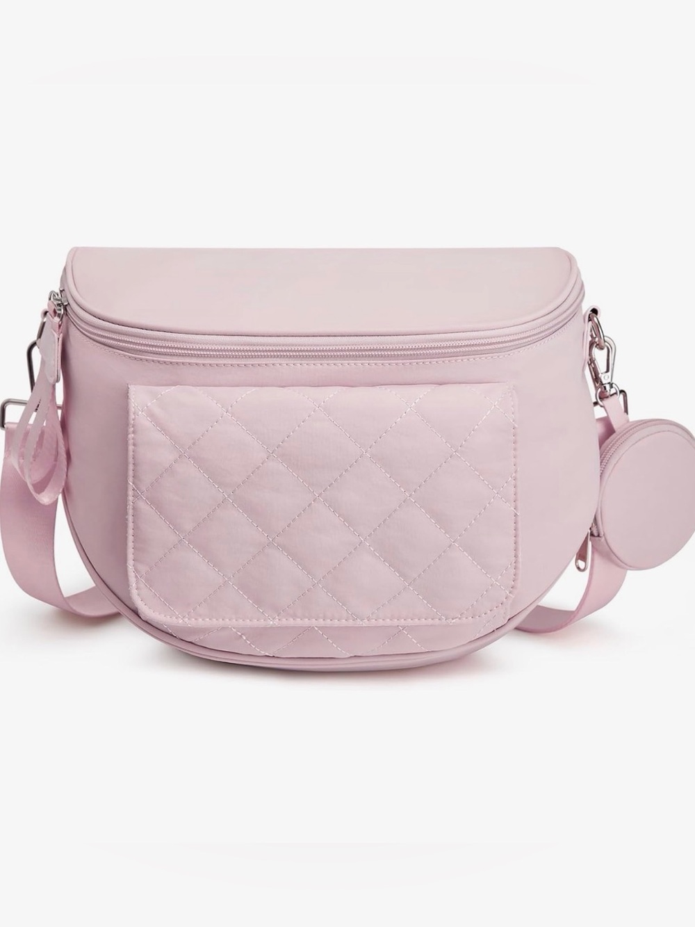 G4Free Quilted Crossbody Shoulder Bag in Light Pink with Portable Changing Pad